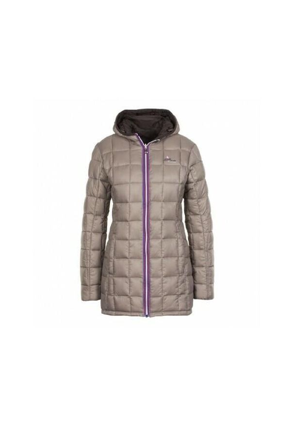 PEAK MOUNTAIN - Długa kurtka narciarska damska dwustronna Peak Mountain Awill. Kolor: wielokolorowy, beżowy, brązowy. Materiał: puch. Długość: długie. Sezon: zima. Sport: narciarstwo