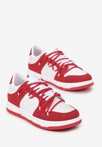 Born2be - Biało-Czerwone Buty Sportowe Lucila. Kolor: biały. Materiał: materiał. Szerokość cholewki: normalna #5