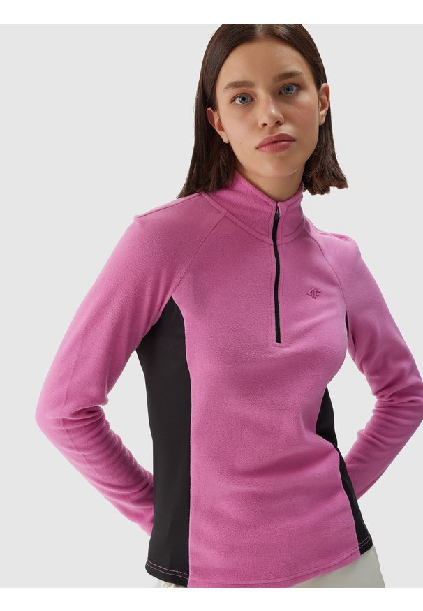 4f - 4F Bielizna termiczna polarowa (góra) damska - różowa 3XL. Typ kołnierza: kołnierzyk stójkowy. Kolor: różowy. Materiał: polar. Sezon: zima