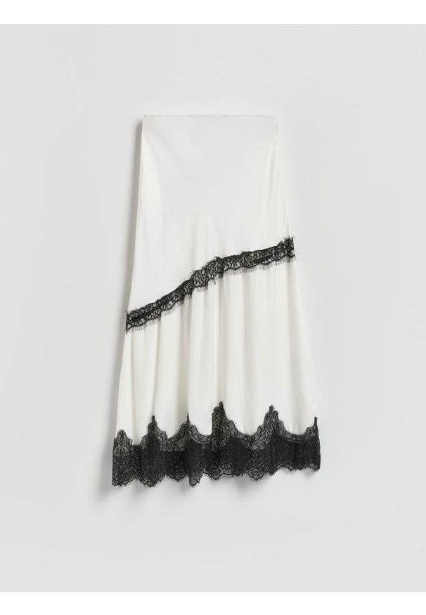 Reserved - Spódnica z wiskozy z koronką - wielobarwny. Materiał: wiskoza, koronka. Wzór: koronka
