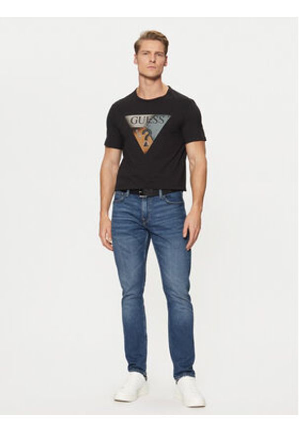 Guess T-Shirt M5RI14 J1314 Czarny Slim Fit. Kolor: czarny. Materiał: bawełna