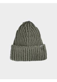 4f - 4F Czapka beanie damska - zielona M. Kolor: zielony. Materiał: dzianina, materiał, syntetyk. Sezon: zima. Styl: sportowy, klasyczny