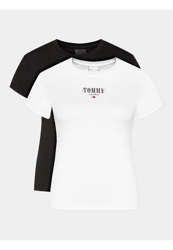 Tommy Jeans Komplet 2 t-shirtów Tjw 2 Pack Slim Essential Logo 1 DW0DW18142 Biały Slim Fit. Kolor: biały. Materiał: bawełna, syntetyk