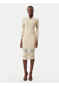 Patrizia Pepe Sukienka dzianinowa 8A1420/K078-B814 Beżowy Slim Fit. Kolor: beżowy. Materiał: wiskoza #1