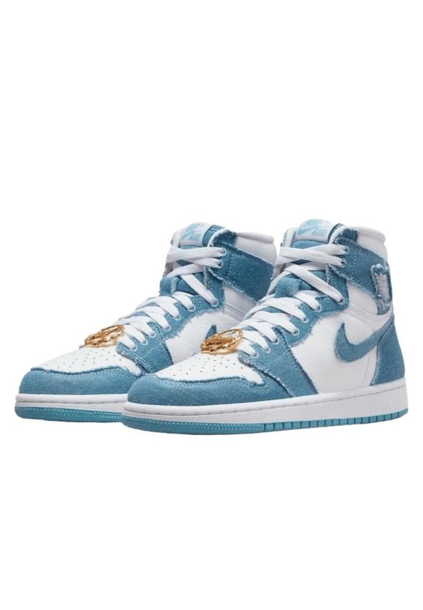 Buty do chodzenia dla dorosłych Air Jordan 1 High OG Denim. Kolor: biały. Materiał: denim. Sport: turystyka piesza