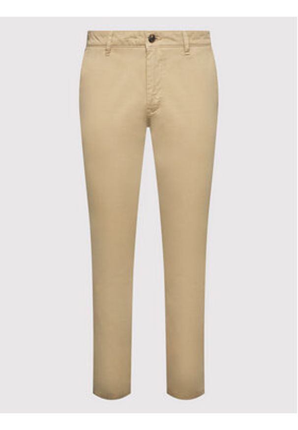 BOSS - Boss Chinosy Schino D 50470813 Beżowy Slim Fit. Kolor: beżowy. Materiał: bawełna