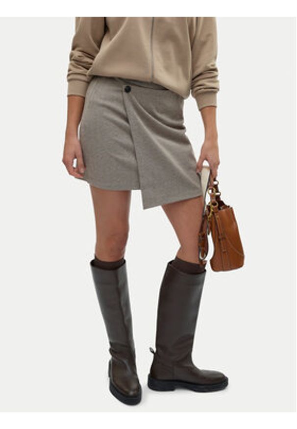 Vero Moda Spódnica mini Kawi 10319663 Beżowy Regular Fit. Kolor: beżowy. Materiał: syntetyk