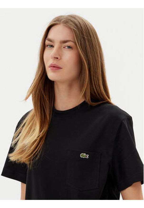 Lacoste T-Shirt TH2827 Czarny Regular Fit. Kolor: czarny. Materiał: bawełna
