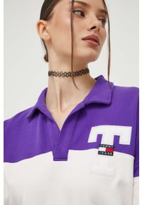 Tommy Jeans bluza damska kolor fioletowy wzorzysta. Kolor: fioletowy. Materiał: bawełna, dzianina. Długość rękawa: długi rękaw. Długość: długie #5