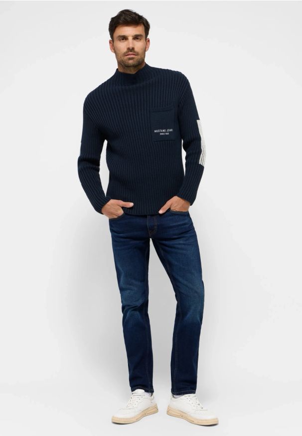 Męskie Spodnie Jeansowe Mustang Style Oregon Slim Denim Blue 1015867 5000 803