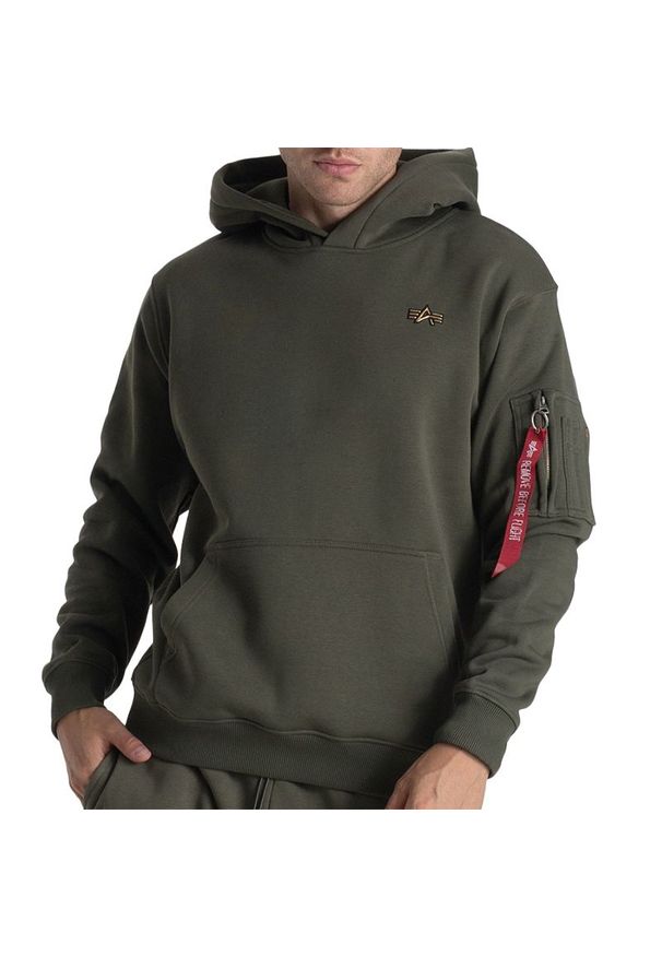 Bluza Alpha Industries 3D Small Logo 148337142 - zielona. Typ kołnierza: kaptur. Kolor: zielony. Materiał: poliester, bawełna. Wzór: aplikacja. Styl: klasyczny