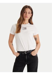 Tommy Jeans T-Shirt Party Flag DW0DW21965 Écru Regular Fit. Materiał: bawełna