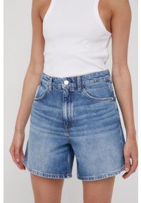 Marc O'Polo szorty jeansowe DENIM damskie gładkie high waist. Stan: podwyższony. Kolor: niebieski. Materiał: jeans, denim. Wzór: gładki #4