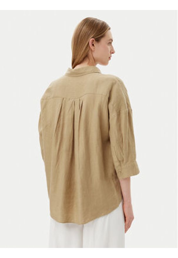 TOMMY HILFIGER - Tommy Hilfiger Koszula WW0WW46169 Beżowy Loose Fit. Kolor: beżowy. Materiał: len