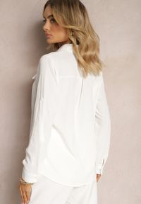 Renee - Biała Koszula Elegancka o Klasycznym Kroju z Subtelnym Printem Heattia. Kolor: biały. Wzór: nadruk. Styl: klasyczny, elegancki #5