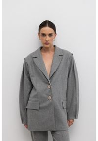 Marsala - Wełniana marynarka w kolorze SZARYM - CADIZ. Kolor: szary. Materiał: wełna. Długość rękawa: długi rękaw. Długość: długie. Wzór: gładki. Styl: klasyczny, elegancki #1