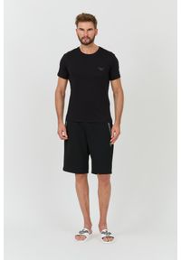 Emporio Armani - EMPORIO ARMANI Czarny męski t-shirt logo brodé, Rozmiar XXL. Kolor: czarny