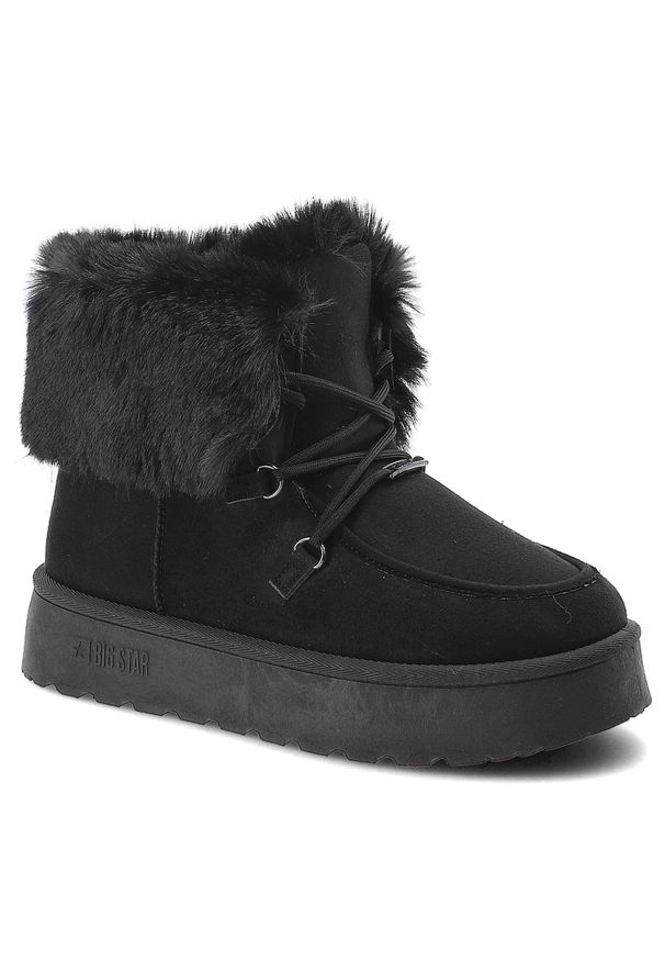 Big-Star - Czarne Śniegowce Big Star Ocieplane Obuwie Damskie. Kolor: czarny. Materiał: futro. Szerokość cholewki: normalna. Sezon: zima. Styl: klasyczny, elegancki
