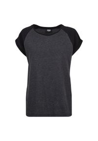 Urban Classics - T-shirt Damski Kontrastowy Raglanowy. Kolor: wielokolorowy, szary, czarny, brązowy. Długość rękawa: raglanowy rękaw