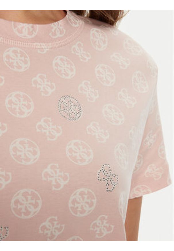 Guess T-Shirt V4YI04 I3Z14 Różowy Regular Fit. Kolor: różowy. Materiał: bawełna