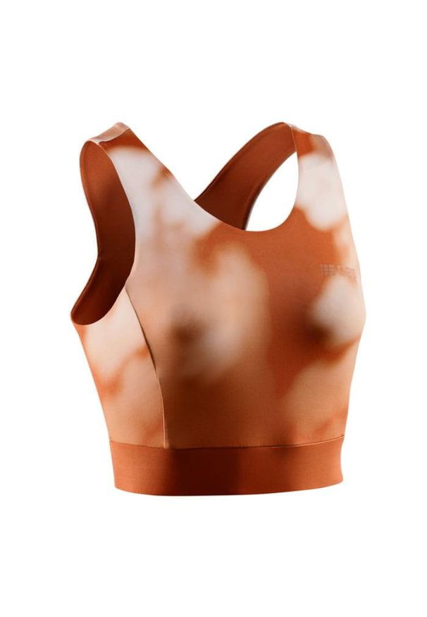 Crop Top do biegania damski CEP Bloom bezszwowy. Kolor: pomarańczowy