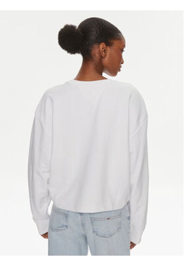 Tommy Jeans Bluza Essential Logo DW0DW17796 Biały Relaxed Fit. Kolor: biały. Materiał: syntetyk, bawełna