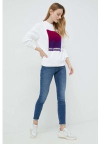 Karl Lagerfeld bluza bawełniana damska kolor biały z aplikacją. Kolor: biały. Materiał: bawełna. Wzór: aplikacja #3