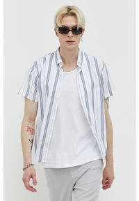 Abercrombie & Fitch koszula męska kolor biały regular z kołnierzykiem button-down. Typ kołnierza: button down. Kolor: biały. Długość rękawa: krótki rękaw. Długość: krótkie #1