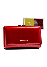 Peterson - Portfel damski skórzany PETERSON PTN 42108-SH RED czerwony. Kolor: czerwony. Materiał: skóra