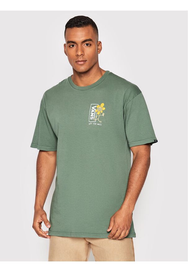 Vans T-Shirt Trippy Grin Floral VN0A7S77 Zielony Classic Fit. Kolor: zielony. Materiał: bawełna