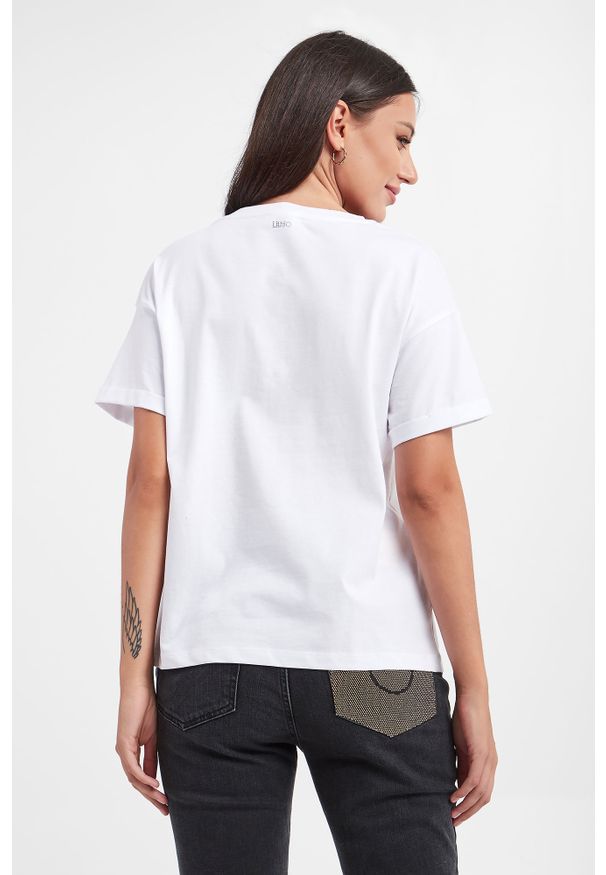Liu Jo - T-shirt LIU JO. Materiał: bawełna. Długość rękawa: krótki rękaw. Długość: krótkie. Wzór: nadruk, motyw zwierzęcy