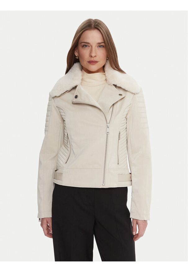 Guess Ramoneska W5BL35 W2820 Écru Regular Fit. Materiał: syntetyk