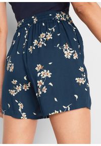 bonprix - Szorty z wiskozy z wiązanym paskiem (2 szt.). Kolor: niebieski. Materiał: wiskoza. Długość: krótkie. Wzór: nadruk #3