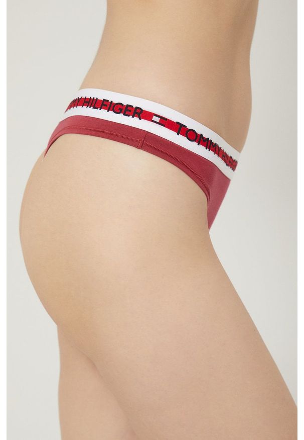 TOMMY HILFIGER - Tommy Hilfiger stringi kolor czerwony. Kolor: czerwony