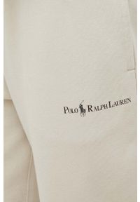 Polo Ralph Lauren spodnie męskie kolor beżowy z nadrukiem. Kolor: beżowy. Materiał: poliester. Wzór: nadruk #3