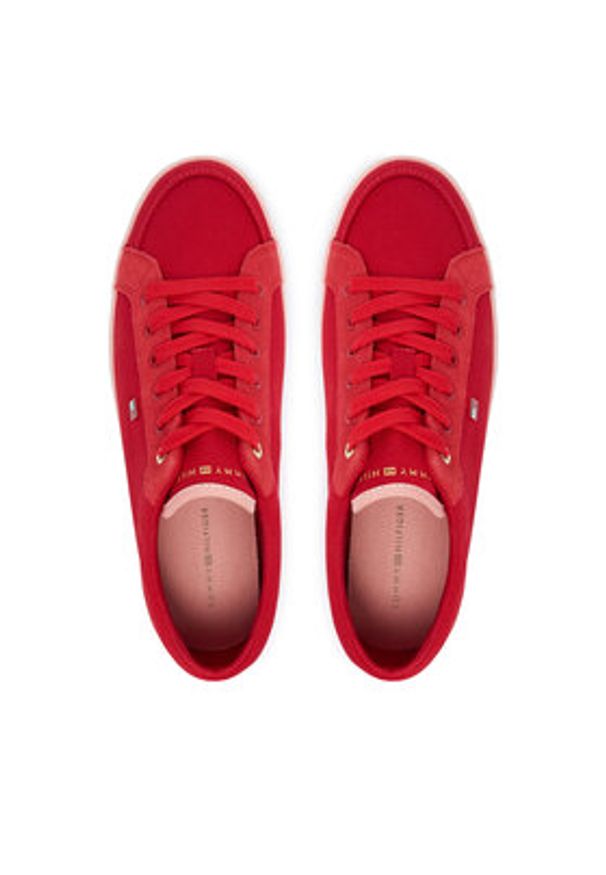 TOMMY HILFIGER - Tommy Hilfiger Tenisówki Th Low Vulc FW0FW09390 Czerwony. Kolor: czerwony. Materiał: materiał