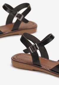 Renee - Czarne Sandały Rzymianki ze Skóry Naturalnej i Metalicznym Zdobieniem Harlotta. Kolor: czarny. Materiał: skóra. Wzór: aplikacja. Sezon: lato #2