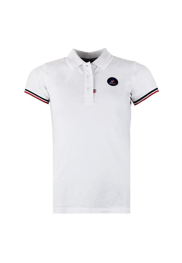 PEAK MOUNTAIN - Damska koszulka polo Peak Mountain Abeca. Typ kołnierza: polo. Kolor: biały. Styl: sportowy, elegancki