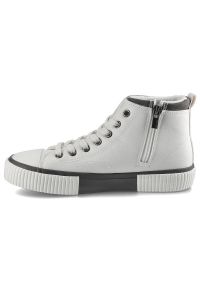 Big-Star - Białe Sneakersy Big Star Damskie Wygodne Buty. Kolor: biały. Materiał: dzianina, skóra ekologiczna, futro, syntetyk. Szerokość cholewki: normalna