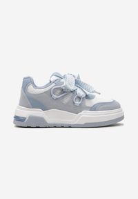 Born2be - Niebiesko-Białe Sneakersy na Niskiej Platformie z Szerokimi Sznurówkami Gritte. Kolor: niebieski. Obcas: na platformie #4