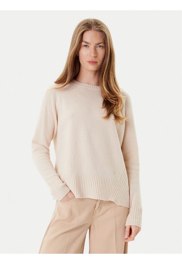 Marella Sweter Celia 2523366215 Écru Regular Fit. Kolor: kremowy. Materiał: wełna