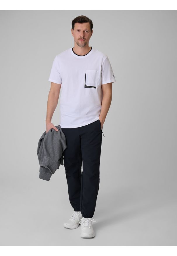 4f - 4F T-shirt regular z nadrukiem męski - biały S. Okazja: na co dzień. Kolor: biały. Materiał: dzianina, bawełna, materiał. Wzór: nadruk. Styl: klasyczny, casual