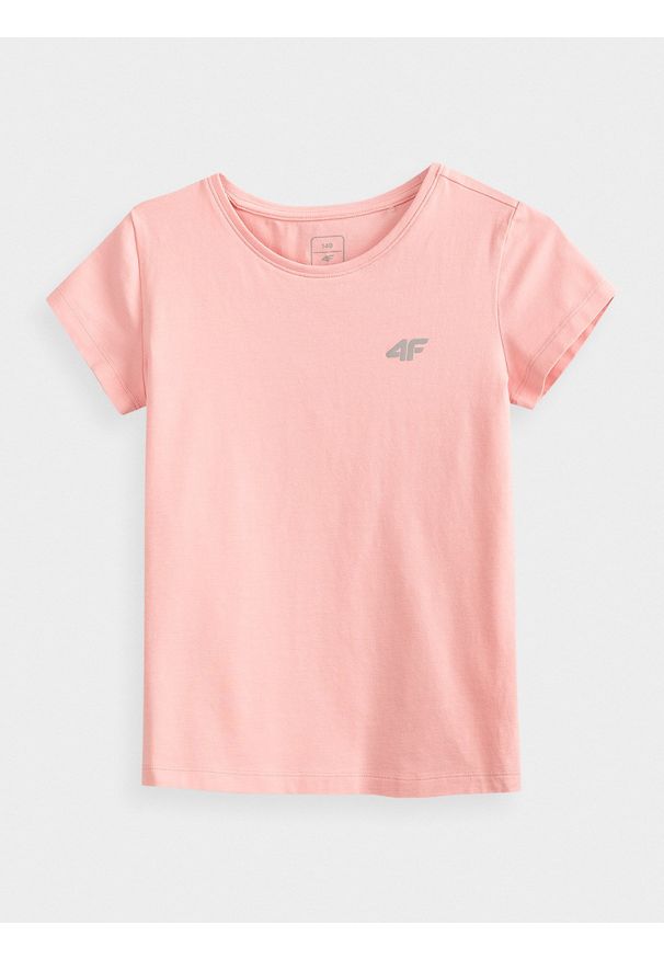 4f - T-Shirt dziewczęcy (122-164). Kolor: różowy. Materiał: dzianina, bawełna