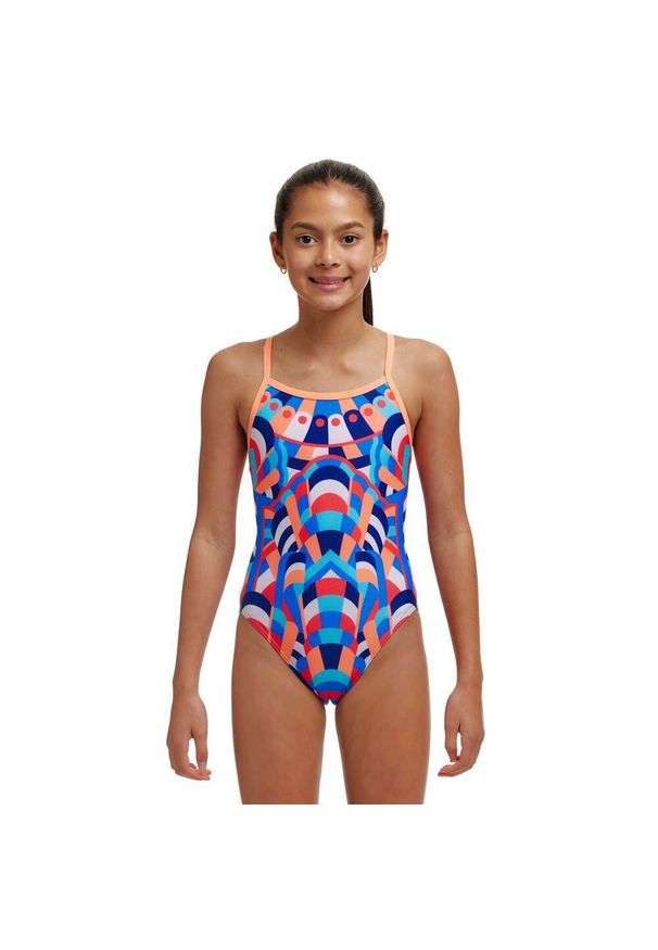 FUNKITA - Dziewczęcy jednoczęściowy kostium kąpielowy Funkita Showtime. Kolor: niebieski, wielokolorowy