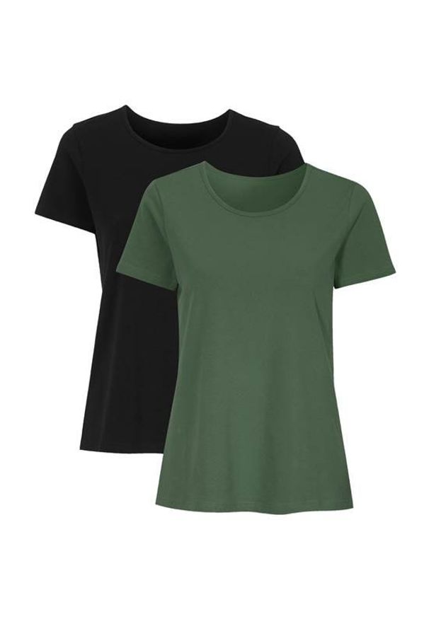 Cellbes Bluzka dżersejowa 2 Pack ciemnozielony Czarny female zielony/czarny 42/44. Kolor: czarny, wielokolorowy, zielony. Materiał: jersey. Długość rękawa: krótki rękaw. Długość: krótkie
