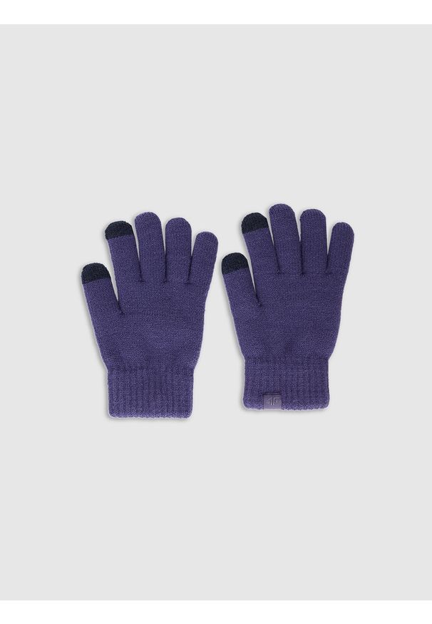 4f - 4F Rękawiczki dzianinowe Touch Screen dziecięce - granatowe L/XL. Kolor: niebieski. Materiał: dzianina. Styl: klasyczny, casual