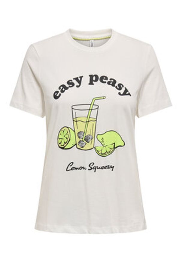only - ONLY T-Shirt Kita 15349150 Biały Regular Fit. Kolor: biały. Materiał: bawełna