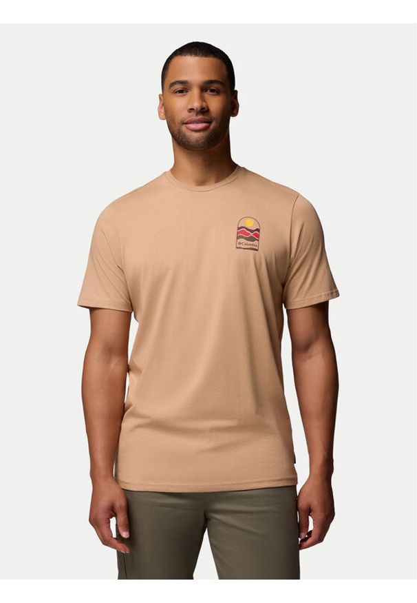 columbia - Columbia T-Shirt Explorers Canyon™ 2036451 Beżowy Regular Fit. Kolor: beżowy. Materiał: bawełna