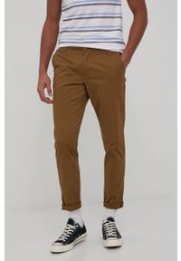 Only & Sons spodnie męskie kolor brązowy w fasonie chinos. Kolor: brązowy. Materiał: bawełna, tkanina