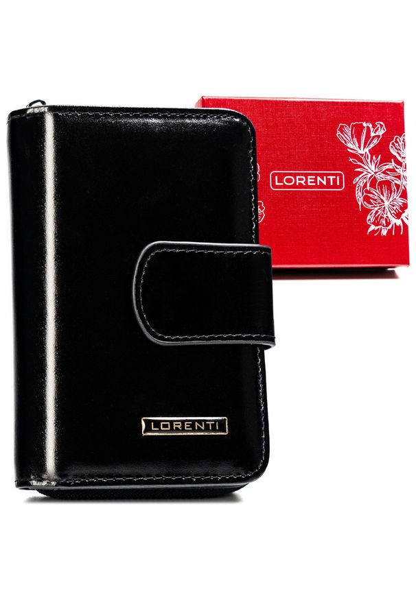LORENTI - Portfel damski Lorenti 76115-GBL czarny. Kolor: czarny. Materiał: skóra. Wzór: gładki